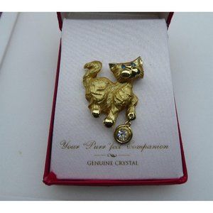 Cute Golden Cat Brooch In Original Box - Gigis Accessories by Louis Giusti
